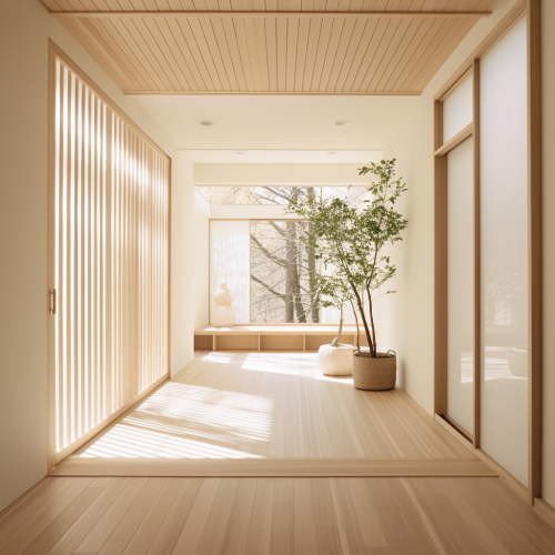 Minimalist Japanese-style hallway with Japandi design