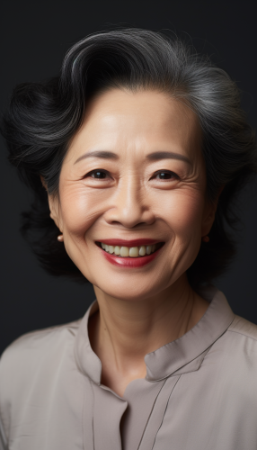 Close-up Portrait of Japanese Woman Applying Makeup