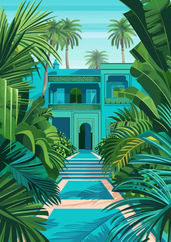 Flat illustration of Jardin de Majorelle