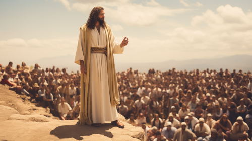 Jesus teaching thousands on hill