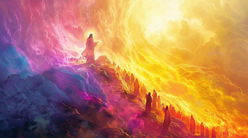 Jesus teaching beatitudes love vibration illustration