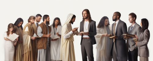 Diverse group receives bible from Jesus