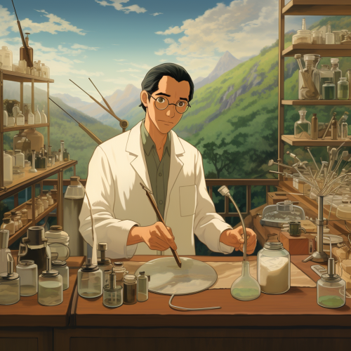 Jiro Hirokoshi in lab experimenting