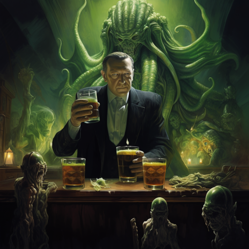 John Wayne and Cthulu in a bar
