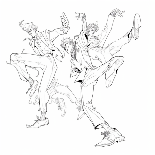 Coloring page of Jojos Bizarre Adventure dance