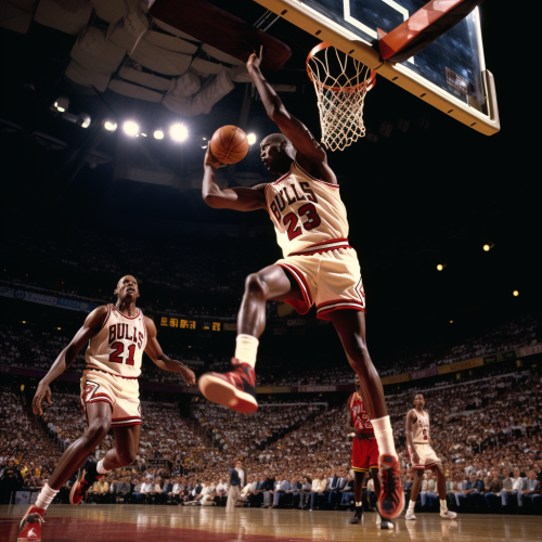 Michael Jordan dunking on LeBron James