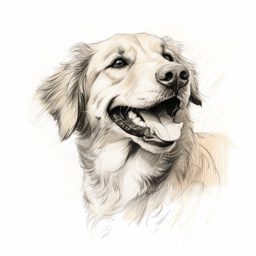 Spontaneous joyful dog sketch