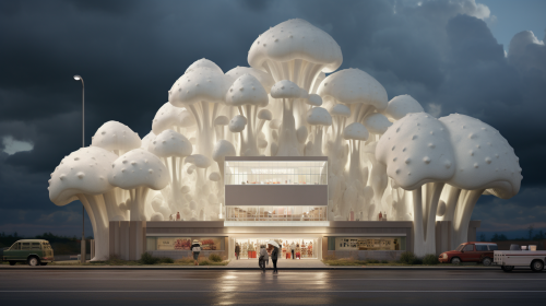 Giant mushrooms at Jumbo supermarket