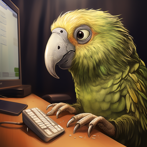 Adorable Kakapo Cartoon on Computer Designing