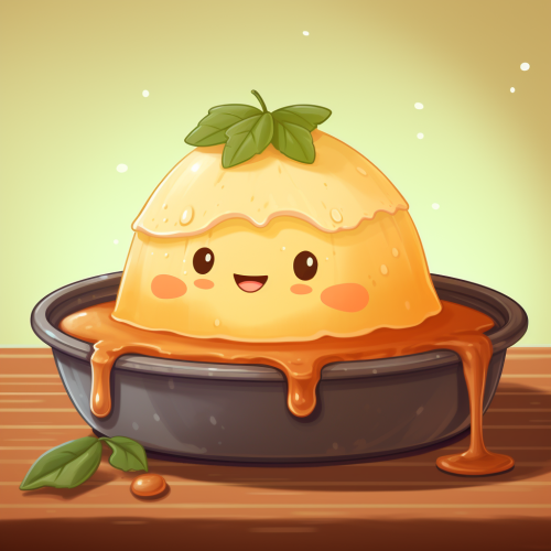 Cute egg flan anime illustration