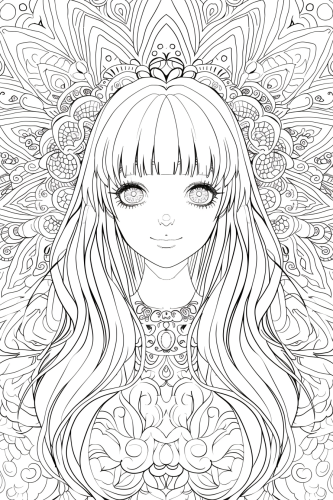 Kawaii anime woman coloring page