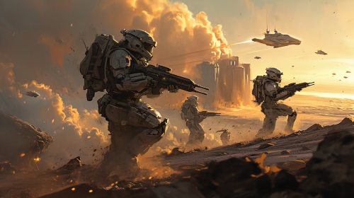 Kenzie Dalton leading sci-fi soldiers in battle Kenzie Dalton leading sci-fi soldiers in battle
