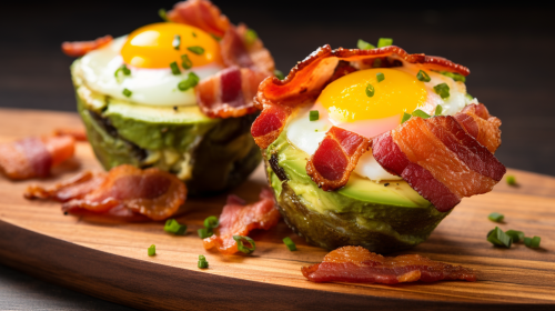 Tasty keto avocado bacon egg cups