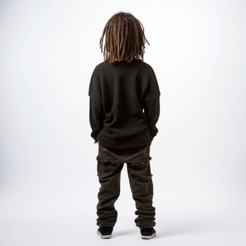Kid with dreads tripped on white background