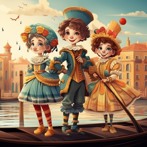 Kids Carnevale Colombina Arlecchino Gondola Pixar