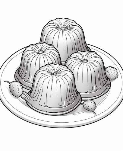 Cartoon-style Canelés de Bordeaux coloring page