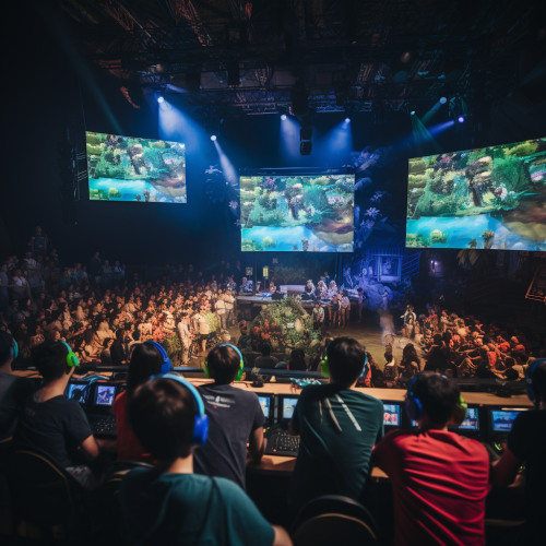 Kids competing in video game contest