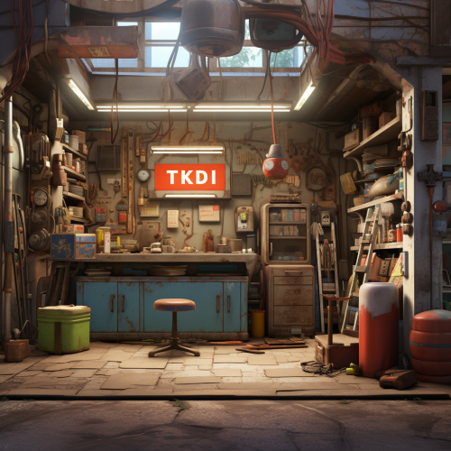 Illustration of an auto mechanic store.