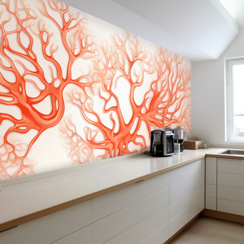 Patterned Kitchen Wall with Corals