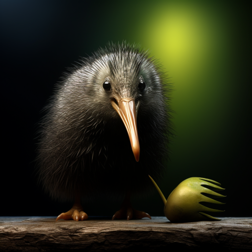 Juicy kiwi fruit in hyper surreal 3D illustration