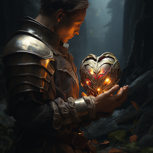 Knight holding heart with hand Knight holding heart with hand
