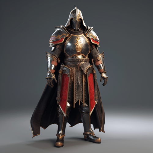 Knight in Red Cloak Armor