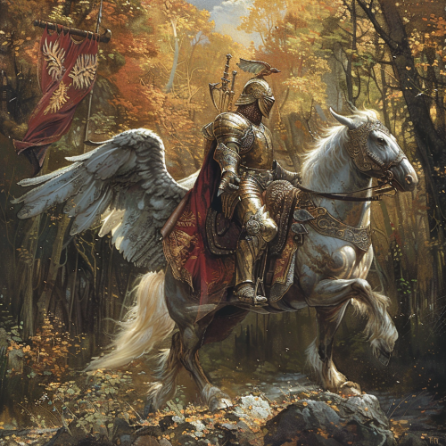 Knight on Griffin Fantasy Illustration