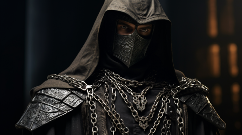 Knights Hospitaller wearing chain mail and black gown