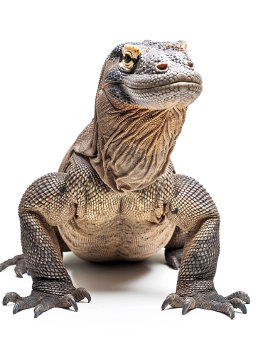 Komodo Dragon Lizard on White Background