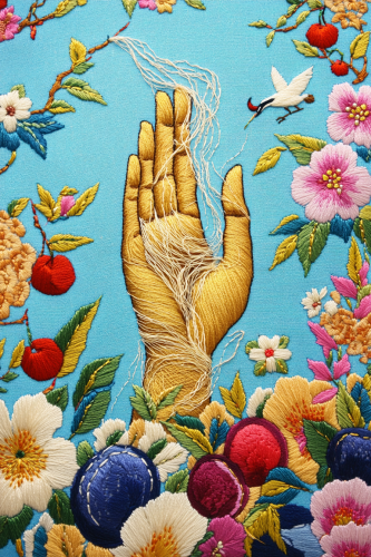 Korean embroidery craft forming hand shape