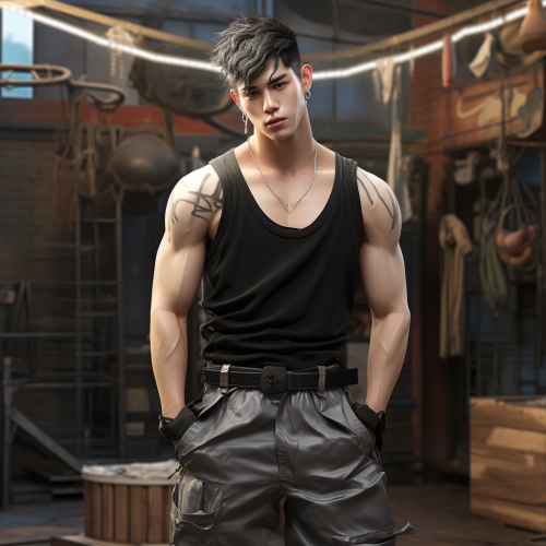 Handsome Korean Man in Streetwear Fashion