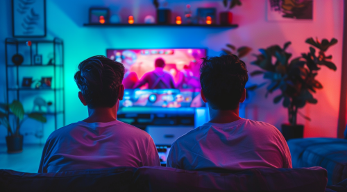 Korean men playing video games