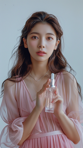 Korean woman in pink dress