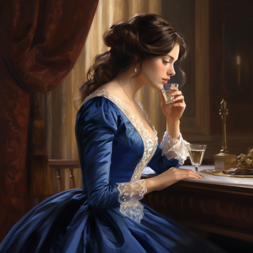 lady in blue historical bal dress