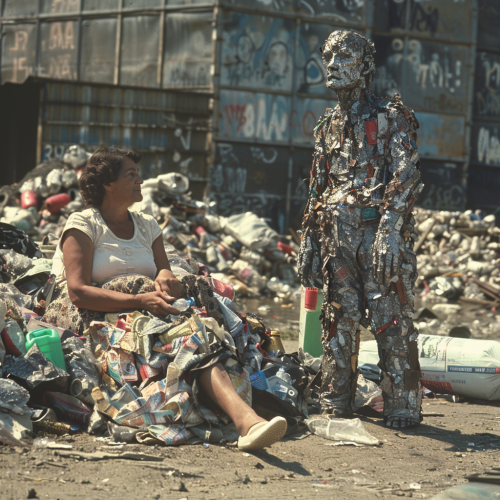 Woman and Man Garbage Trash Phone