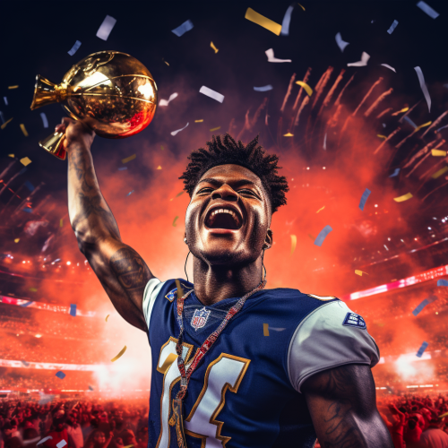 Lamar Jackson and Puka Nacua celebrating Rams Superbowl win