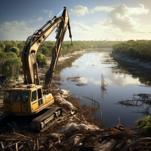 Landfill crane by Florida river