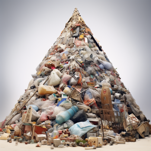 A pyramid of landfill items