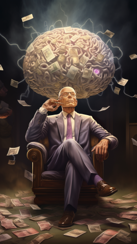 Man with super large brain making millions