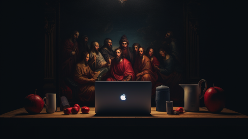 Last Supper with Disciples and Laptop