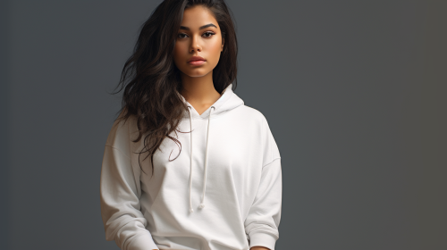 Beautiful latina model in white hoodie