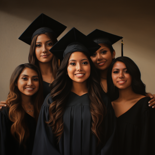 Smiling Latina Woman Graduating Surrounded by Family