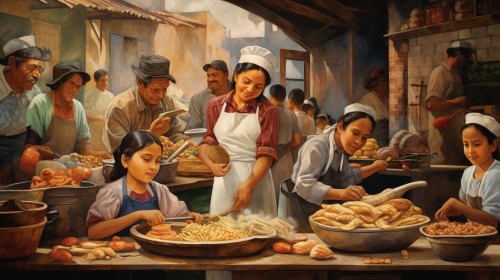 Latino Family Making Tortillas and Tacos Latino Family Making Tortillas and Tacos