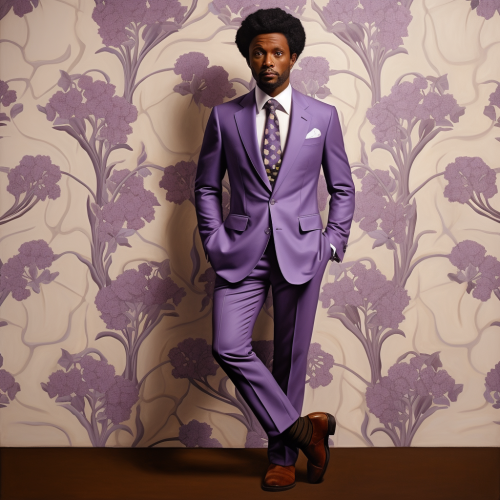 Man in lavender suit, Barkley Hendricks painting
