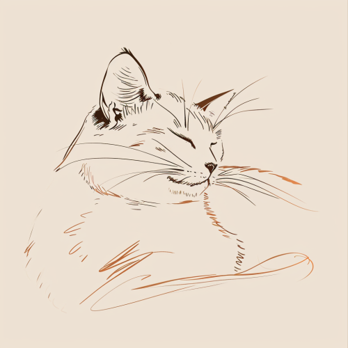 Minimalist line illustration of lazy cat