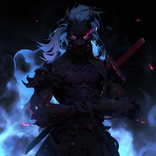 Legendary Drow Ronin with Half Oni Mask