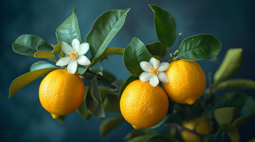 Lemon Fruit on Branch Image Lemon Fruit on Branch Image