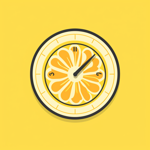 Retro clock logo with lemon slice