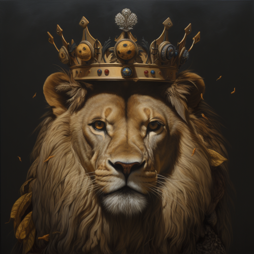 Hyperrealistic lion with crown