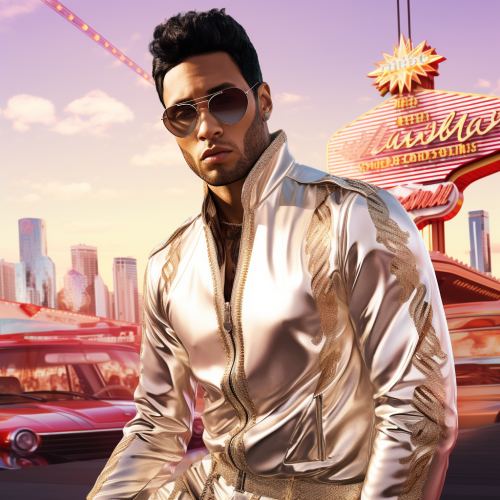 Hyper realistic image of Lewis Hamilton as Elvis Presley